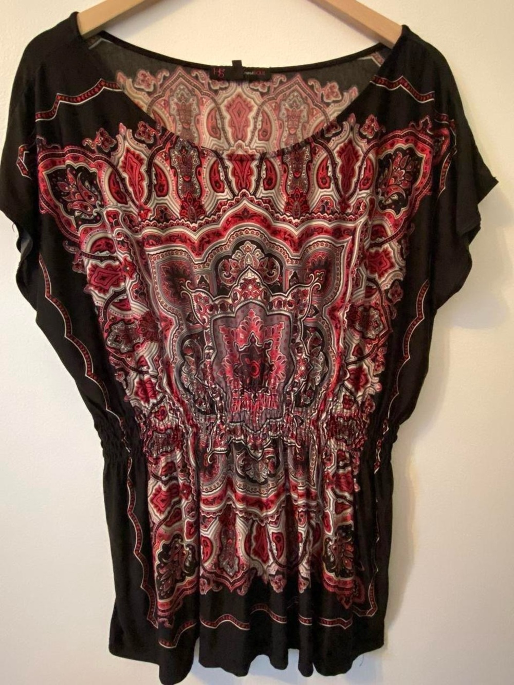 HeartSoul Black Blouse with Paisley Design
